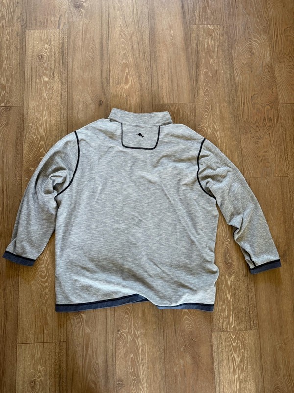 Men's XL 1/4 Zip Reversible Pullover Golf Top Gray/Blue Polyester Mock Neck Logo gallery