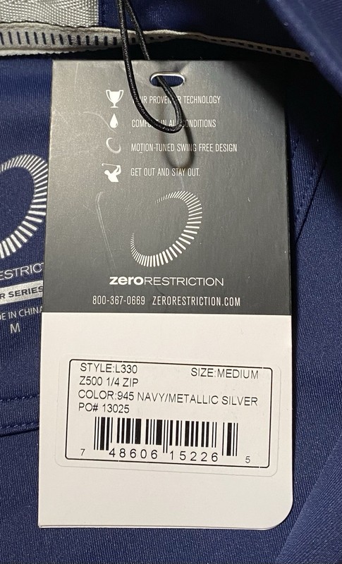Zero Restriction NWT Men Z500 Performance 1/4 Zip Golf M Medium Pullover New gallery
