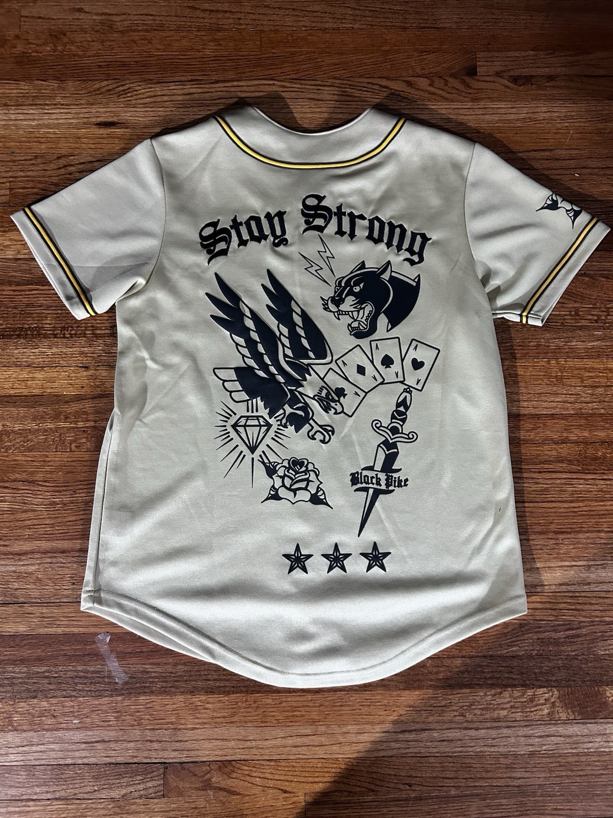 Black Pike Legend Collection Men's Jersey Shirt Stay Strong Graphic Black Yellow gallery
