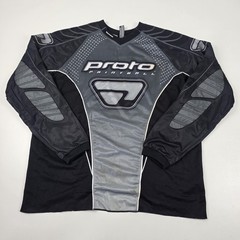 Proto Paintball Jersey Mens Large Gray Black Padded Long Sleeve Shirt Top