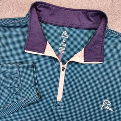 Rhoback Mens Large 1/4 Zip Pullover Sweater Houndstooth Green Performance Golf
