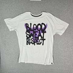 Under Armour Men Shirt XXLT White Spellout Project Rock Blood Sweat Respect
