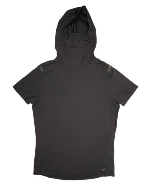 Black Hooded Performance Shirt Built In Gaiter Face Mask Phone Pocket S Industry gallery