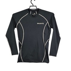 Mens Black Baleaf Compression Shirt Long Sleeve Contrast Stitching Crew Neck XL