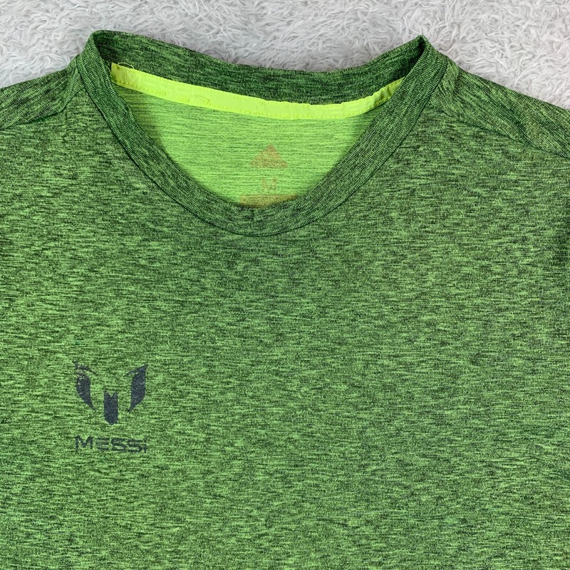Adidas Messi Green Marl Short Sleeve Workout T Shirt Size Men's Medium gallery