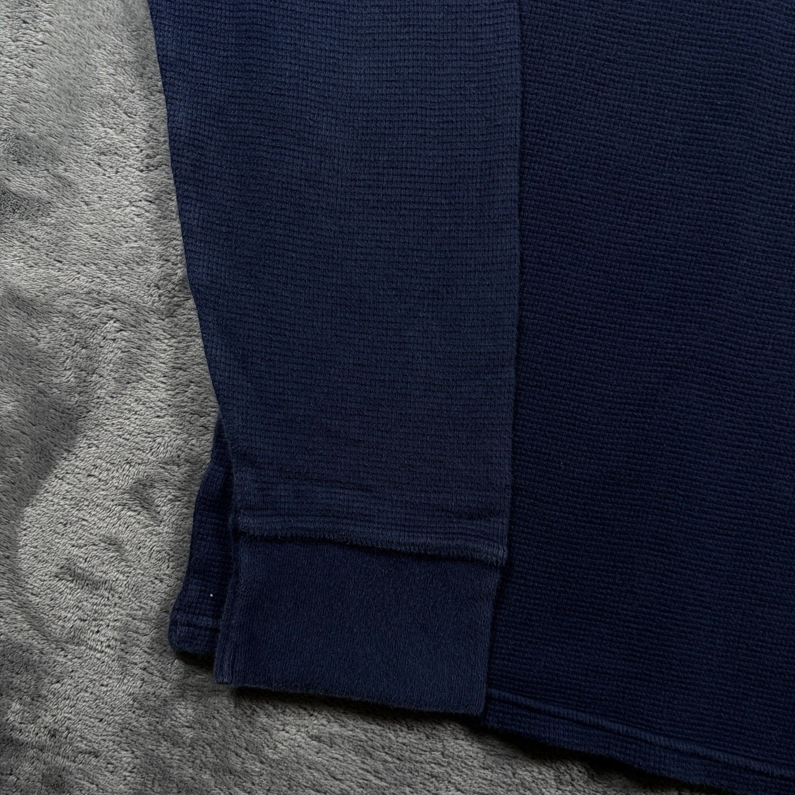 Polo Ralph Lauren Thermal Waffle Knit Shirt Men Large Navy Blue Cotton Pony Logo gallery