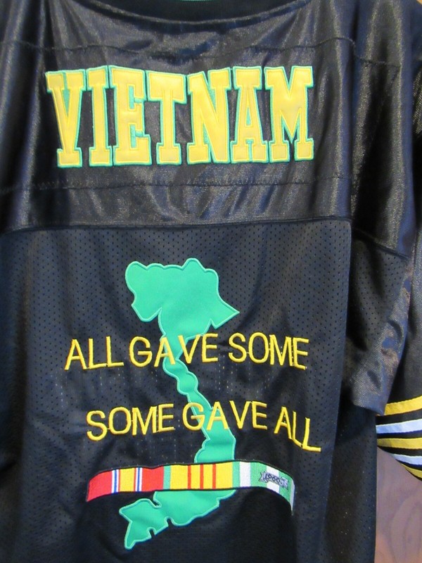 Vietnam War Veteran Football Jersey & Bomber Jacket LOT men's size Large Vet Nam gallery