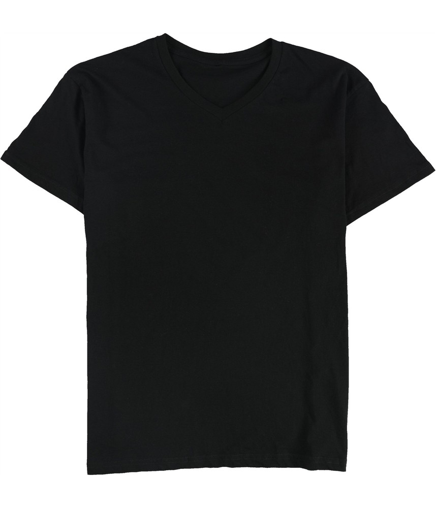 Tags Weekly Mens Solid V-Neck Basic T-Shirt, black, L