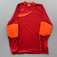 Under Armour HeatGear Mens Large Red Orange Padded Goalkeeper Soccer Jersey L/S