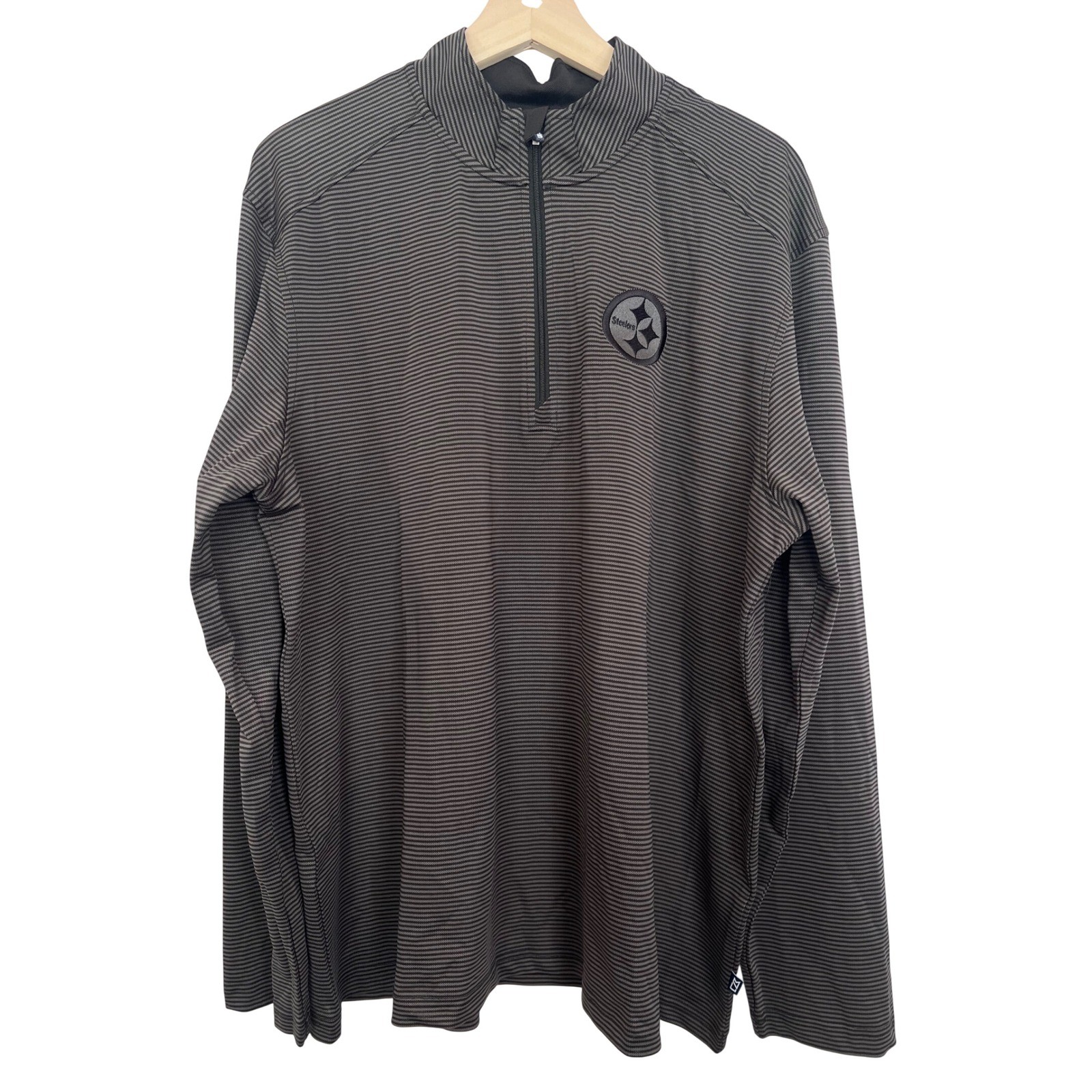 Pittsburgh Steelers Mens XL GINGHAM STRIPE 1/4 ZIP Pullover Performance Shirt gallery