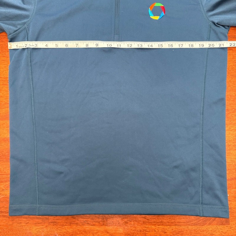 The North Face Quarter Zip Pullover Mens M/M Blue Rainbow Logo Performance Shirt gallery