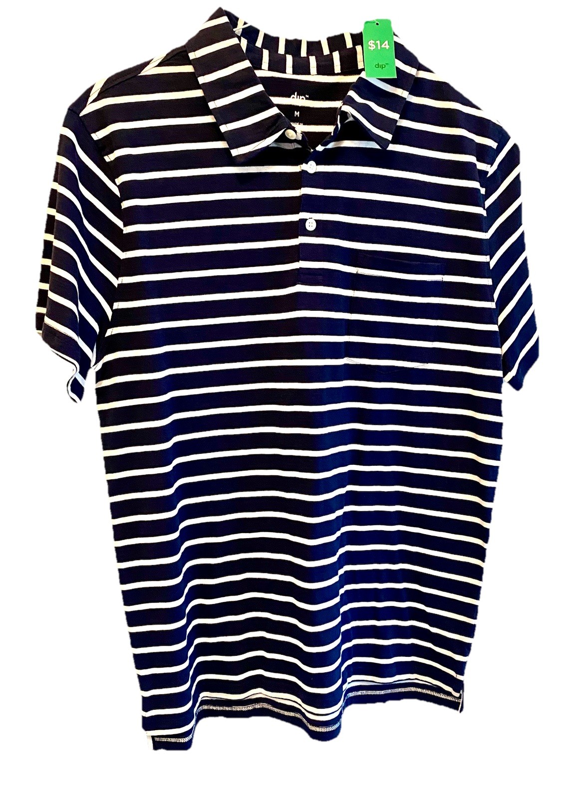 Dip Slub Polo’s Blue W/white Stripes, White W/blue Stripes Set Of 2 Sz Med NWT gallery