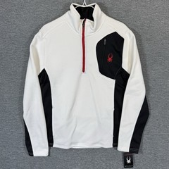 Spyder 1/4 Zip Fleece Pullover Sweater Waffle Knit White Black Men’s Size Medium