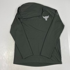 Under Armour Shirt Mens Medium Green Project Rock Hooded Long Sleeve Workout Gym