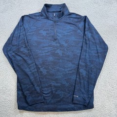 Fish Hippie Co Mens Blue Camo Quarter Zip Long Sleeve Pullover Shirt Size M