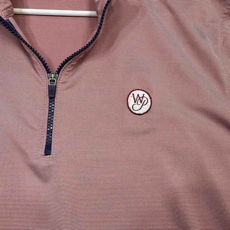 Stitch Golf Sweater Mens Large Red Stripe 1/4 Zip Pullover Performance Stretch gallery