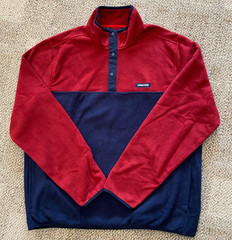 Lands’ End Fleece Pullover Top Shirt Soft Stretch Burgundy Navy Men’s Medium