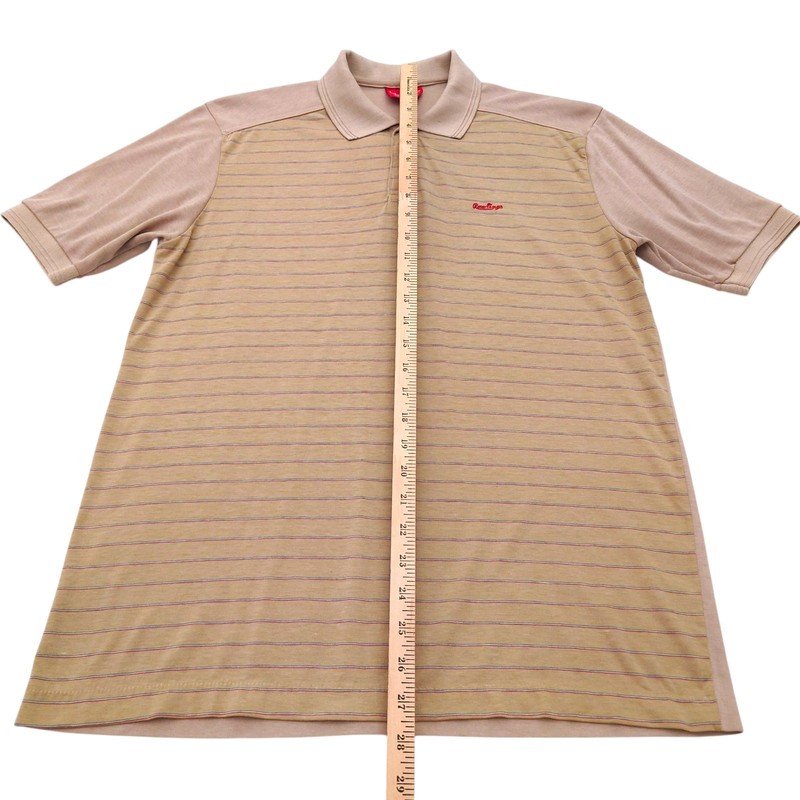 Vtg 1980’s Rawlings Activewear Mens M/L Polo Shirt Striped Single Stitch Beige gallery