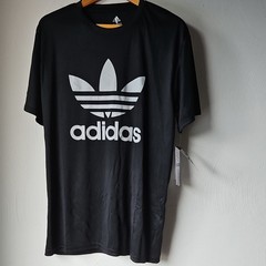 adidas Climalite Mens L/G Graphic Logo Moisture Wicking Black Crew T-Shirt