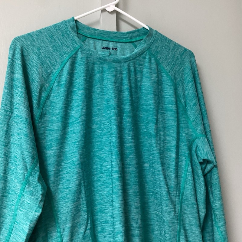 Lands End Long Sleeve Athletic Pullover Shirt - Mens Size L 42-44 Teal Stretch gallery