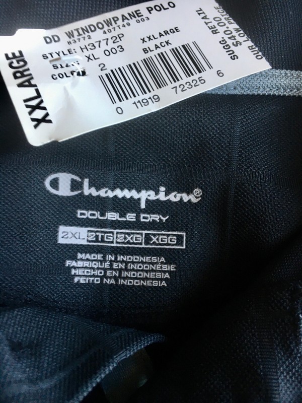 Mens Champion Double Dry Golf Polo Shirt- Black Size 2XL *NWT and UV Protection gallery