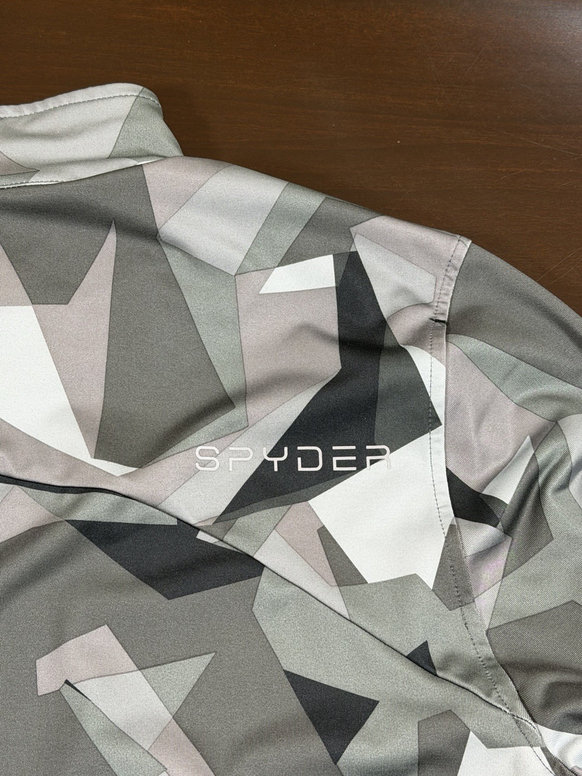 Spyder Mens Large 1/4 Zip Gray Geometric Camo Athletic Pullover MSRP $68 gallery