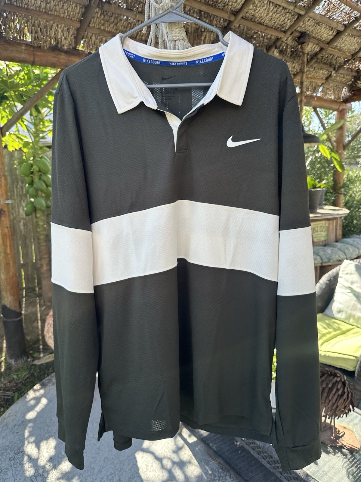 Nike Court Carlos Alcaraz Rugby Tennis Shirt French Open IB8141-355 Men's Small gallery