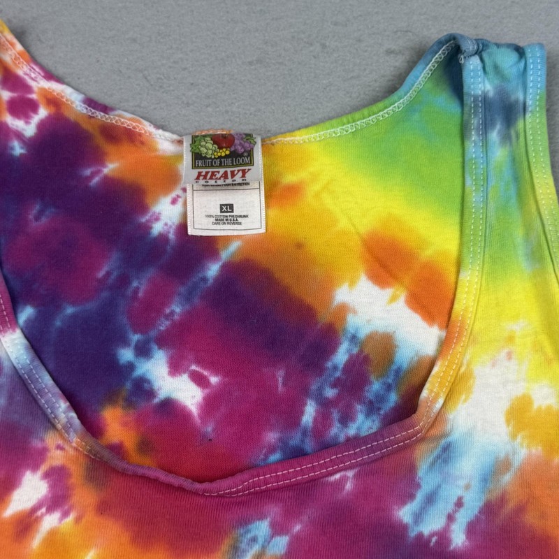 Fruit of the Loom Shirt Mens XL Rainbow Tie Dye Destin Florida Tank Top Beach gallery