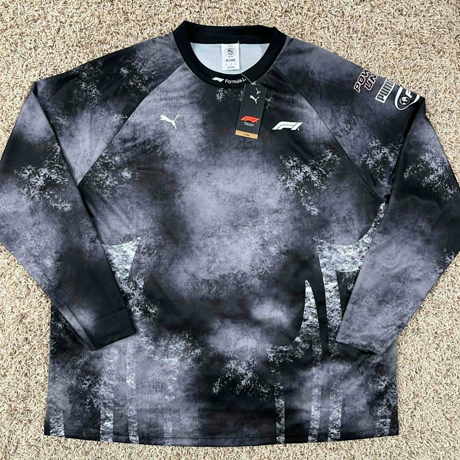 PUMA F1 Formula 1 Men’s Long Sleeve Jacquard Motorsports Tee Black, Size XXL gallery