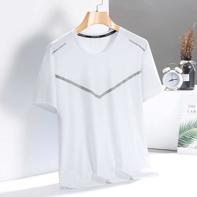 Ice Silk Short Sleeve T-shirt Men's Summer Half Sleeve Middle-aged Dad Summer gallery