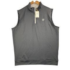 Peter Millar Pullover Vest Men Large Black Crown Sport 1/4 Zip Golf Stretch POI