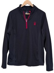 Spyder Black Half-Zip thermal Pullover with Red Accents L Athletic Activewear