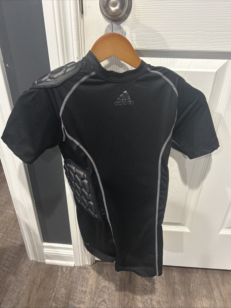 Adidas Men’s Padded Compression Shirt S Black Techfit Aeroready Short Sleeve