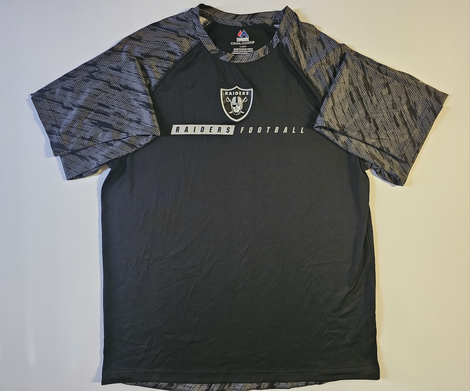 NFL Shirt Top Majestic Cool Base Raiders Football Long Sleeve Black Large gallery