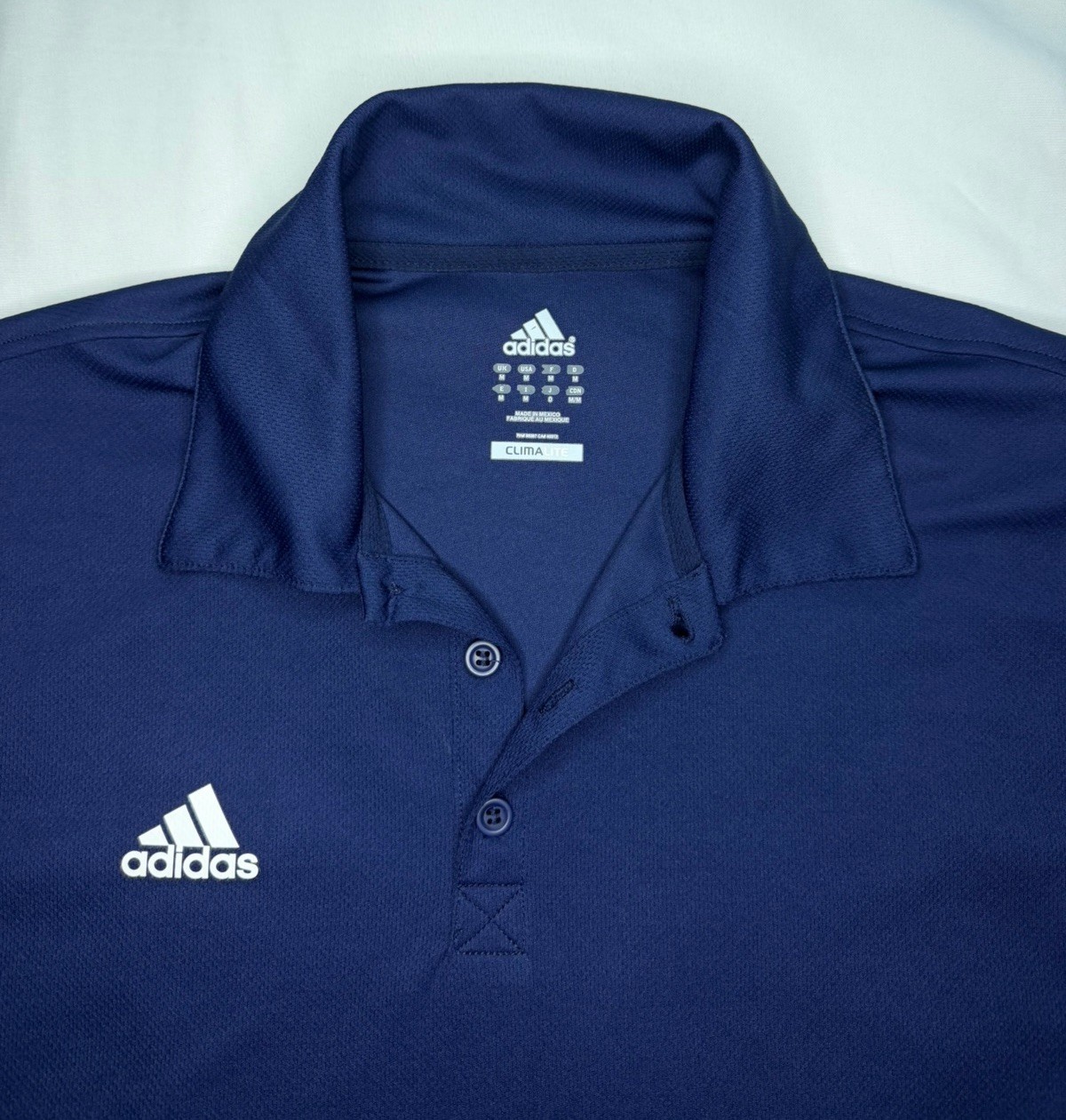 Adidas Climalite Men’s Medium Short Sleeve Polo Navy Golf Activewear Lightweight gallery