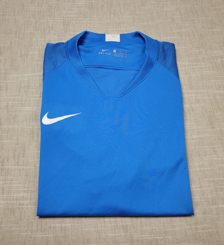 NIKE Strike Series Jersey Shirt Large Mens Light Blue White Soccer Top Slim Fit gallery