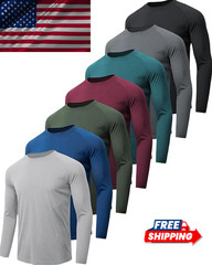 Men’s 7 Pack Long Sleeve Shirts UPF 50+ UV Sun Protection Quick Dry