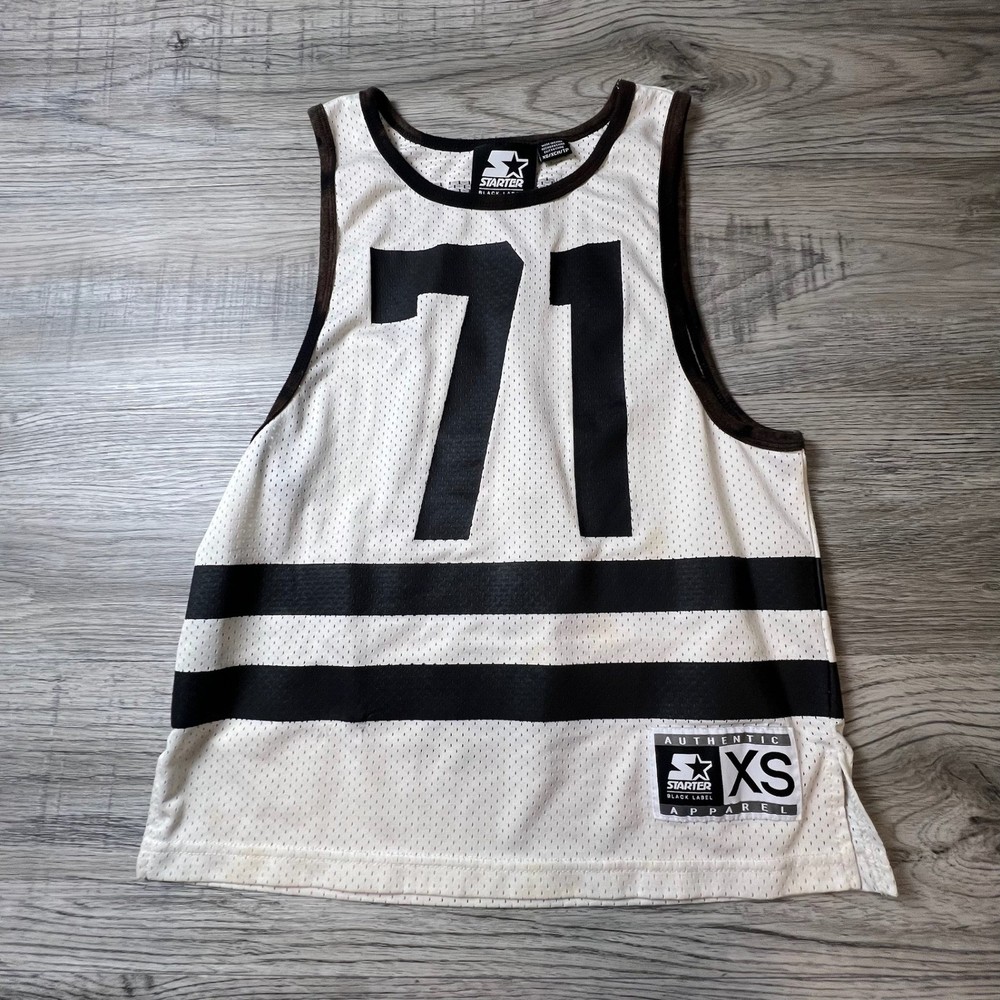 Starter Mesh Jersey Tank Top Unisex XS White Black 71 Graphic Black Label L65
