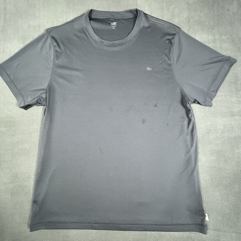 Alo Yoga CoolFit Shirt Adult 2XL XXL Gray Performance Stretch Workout Gym Mens