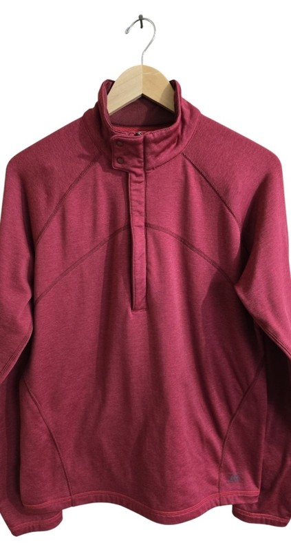REI Men's Cranberry Red Quarter Zip Pullover Athletic Long Sleeve Shirt. Medium gallery