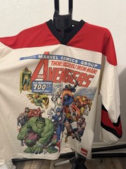 Marvel x Shoe Palace Avengers Mesh Hockey Jersey V-Neck White Red Black Men’s L
