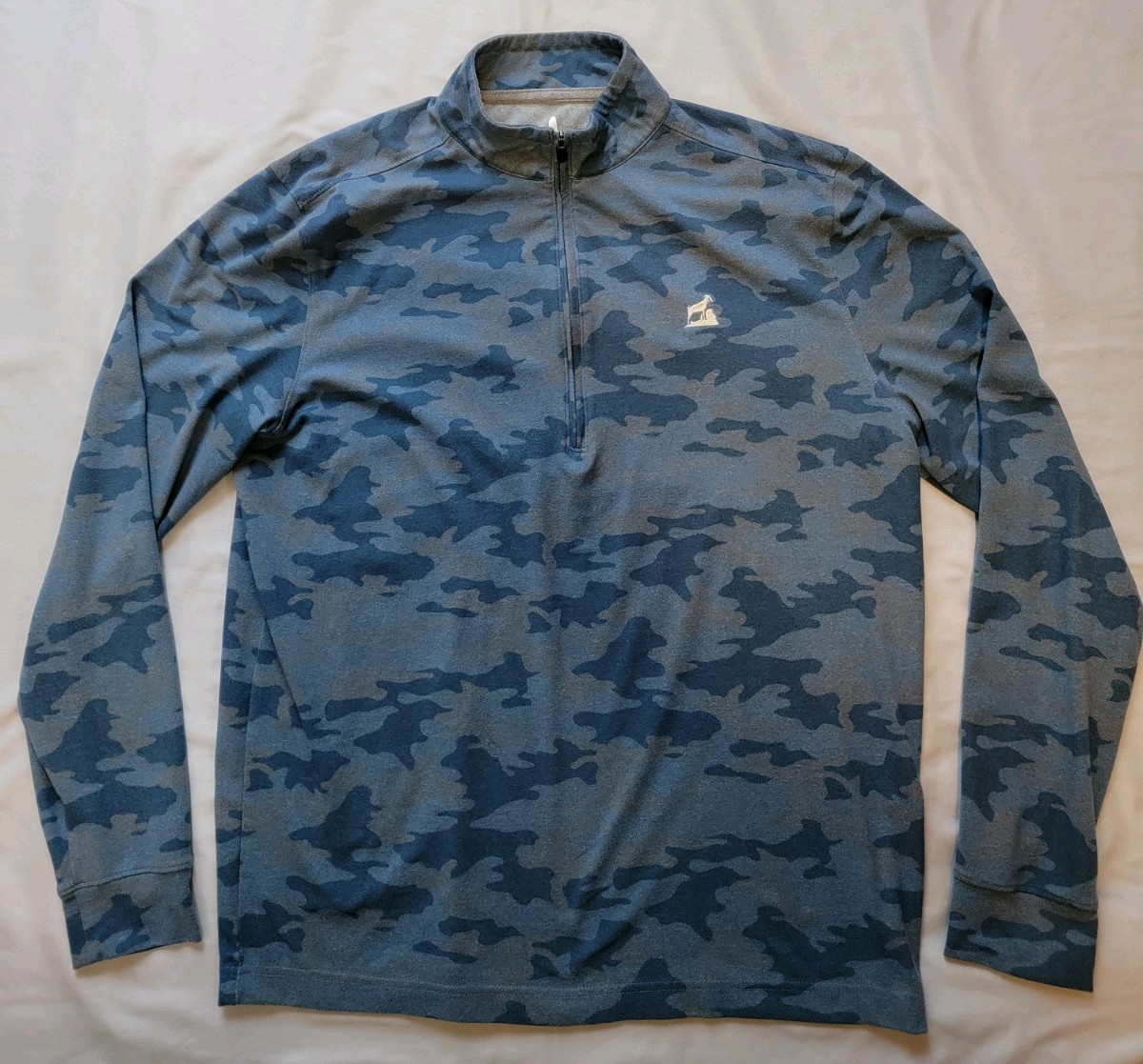 Johnnie O Slate Blue Camo 1/4 Zip Pullover Long Sleeve Shirt Men's M Golf Beach gallery