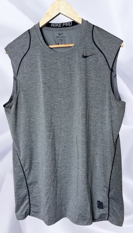 Mens Nike Pro Dri-Fit Fitted Sleeveless Gym Shirt Gray Size Large 703102-091 gallery