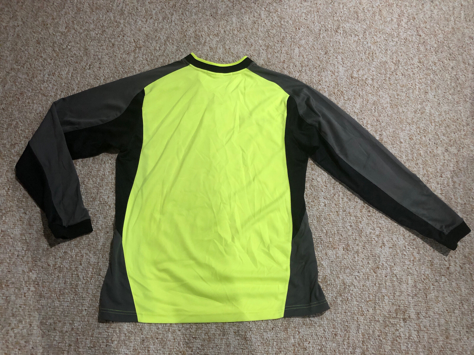Diadora V- Neck 100% Polyester Long Sleeve Fluorescent Yellow Black/Gray Size gallery