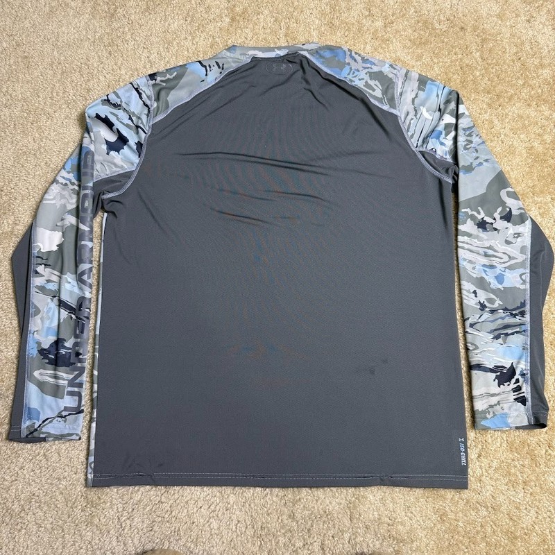 Under Armour ISO-Chill Camo Shirt Mens Sz L Blue Gray Long Sleeve Fishing Loose gallery