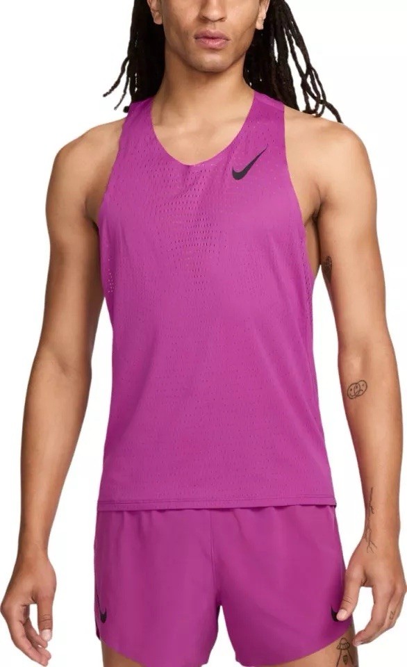 Size L- Nike AeroSwift Men's Dri-FIT ADV Running Singlet (Hot Fuchsia/Black). gallery