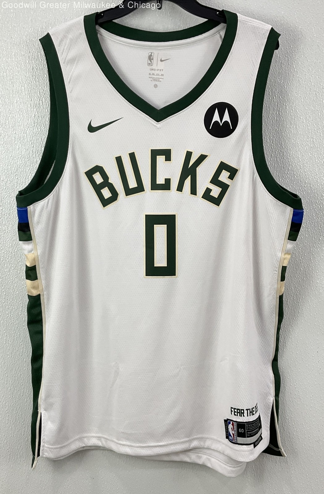 Damian Lillard #0 Milwaukee Bucks White Green Nike Swingman Jersey Sz 3XL (60) gallery