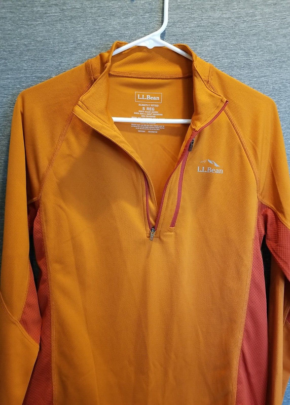 L.L. Bean Men S Slightly Fitted RidgeRunner 1/4 Zip Pullover Orange Zip Pocket gallery