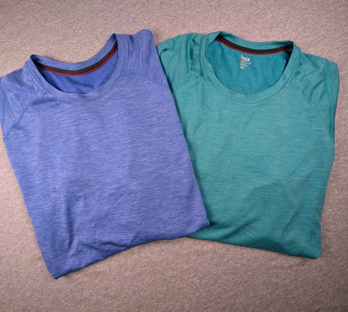 2 Men's SAXX Long Sleeved 100% Polyester UPF 25 AERATOR Shirts XXL Blue Green gallery