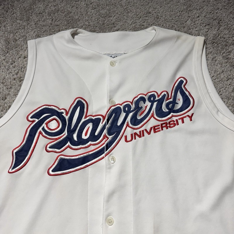 Vintage Y2k Players University Sleeveless Baseball Jersey Streetwear XL White gallery